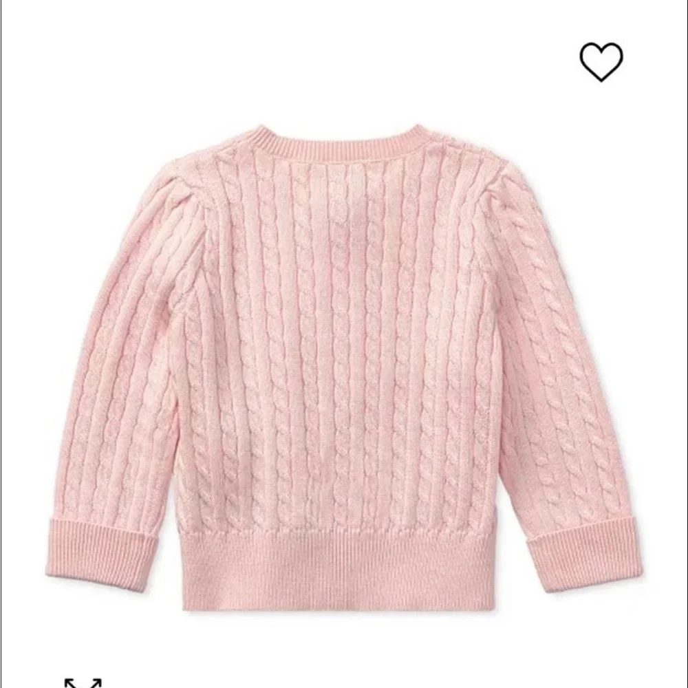 Ralph Lauren Baby Girls Cable Cardigan Sweater French Pink 3mo GUC $50